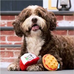 BARK Home Alone Size XS/S Little Nero’s Pizza Set 2 Mini Dog Toys Squeak Crinkle